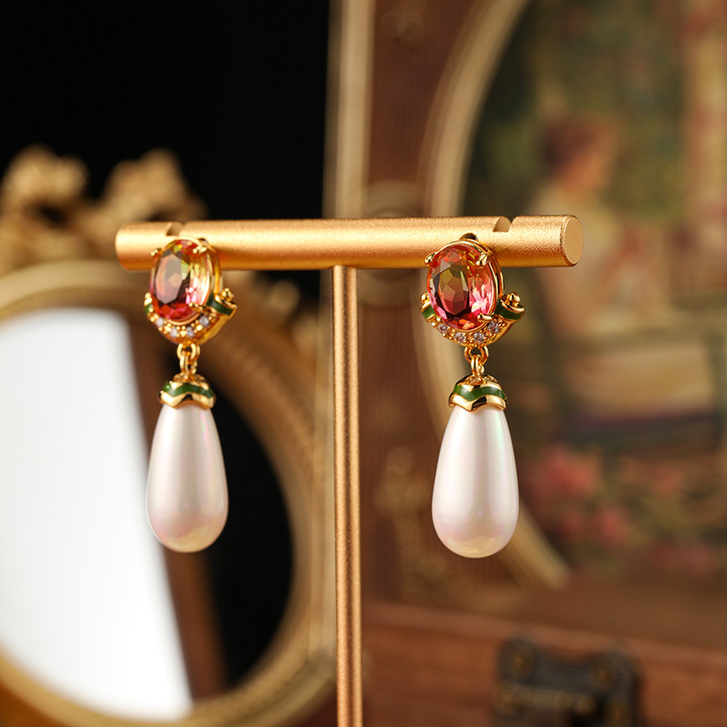 Middle Ancient French Royal Style Long Pearl Earrings Tassel