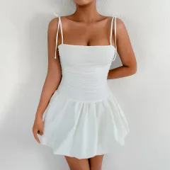 European And American Style Sexy Slim Strap Tube Top Fashion Short Dress - White - View 1
