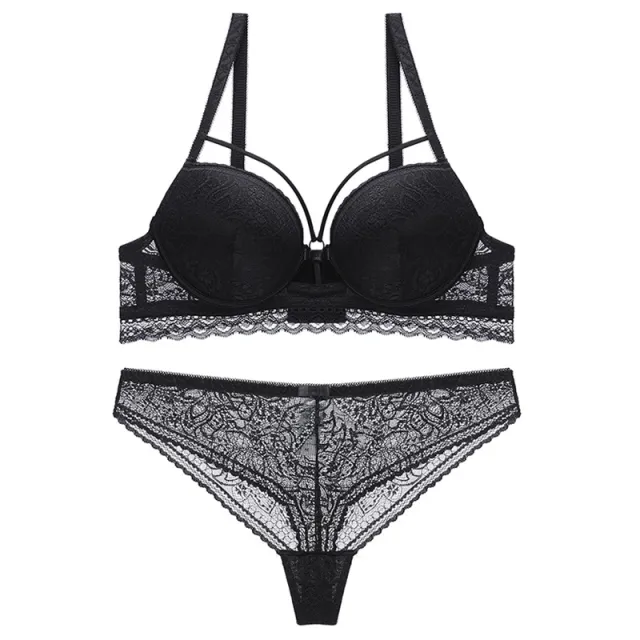 Lace Push Up Large Size Bra Set Black - Shop at LoveMi