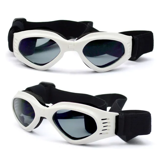 Goggles For Dogs Pet Sunglasses UV Protection UV400 Lens Multiple Colors White - Shop at LoveMi