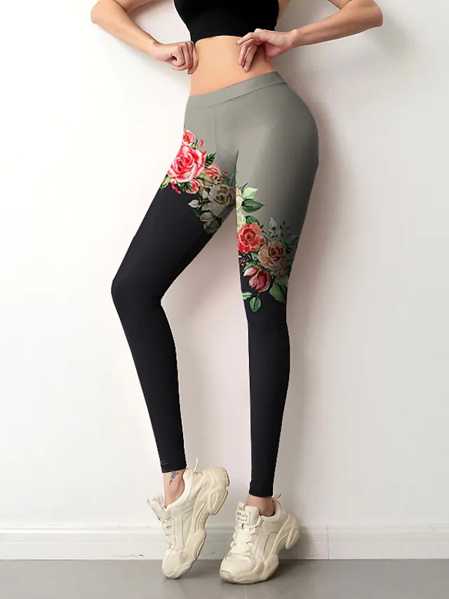 Title 17, Sport yoga broek met bloemenprint op de onderka...