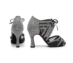 Women's Soft Bottom Latin Dance Shoes Black High-heeled - Black - View 1