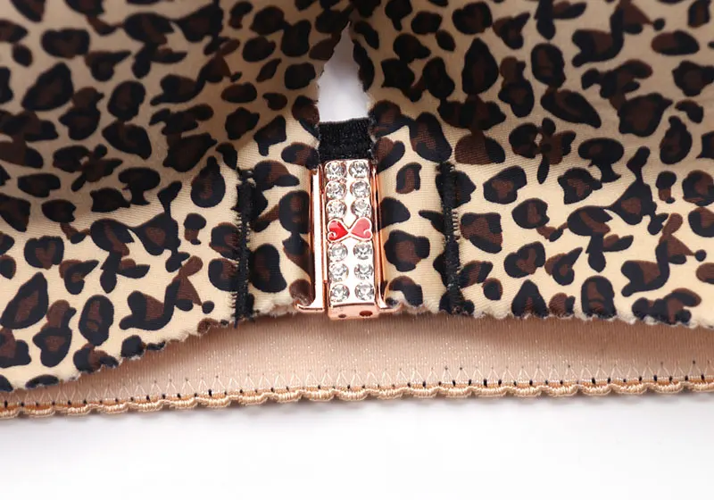 Title 12, Front Button Plus Size Push Up Leopard Print Bu...