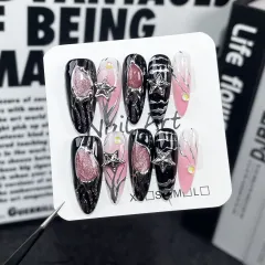 Hand-worn Nail Blush Mid-length Nail Stickers Flashing Personality Wearable Nail Sticker - Long Tip Ellipse - View 1