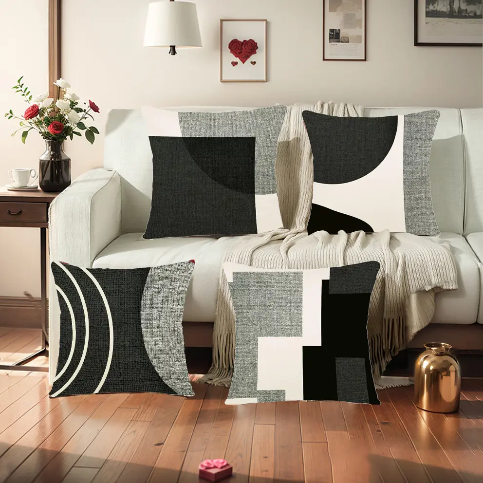 Simple Abstract Art Geometric Sofa Office Linen