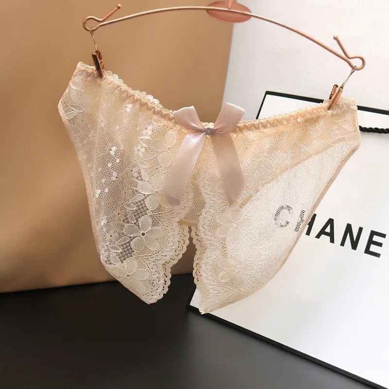Ladies Low Waist Lace Transparent Free Panties - Transparent