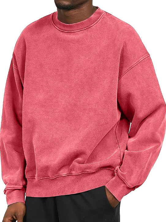 Heavy Thickening Fried Flower Men's Round Neck Loose Sweatshirt - Picture 10 of 10