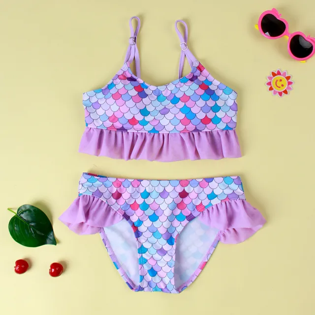 Girls' Scale Printed Flounced Gradient One piece Swimsuit Style 4 130 - Shop at LoveMi