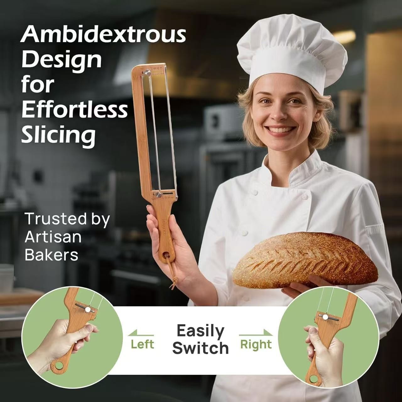 New Household Wooden Bread Slicer With Serrated Blade