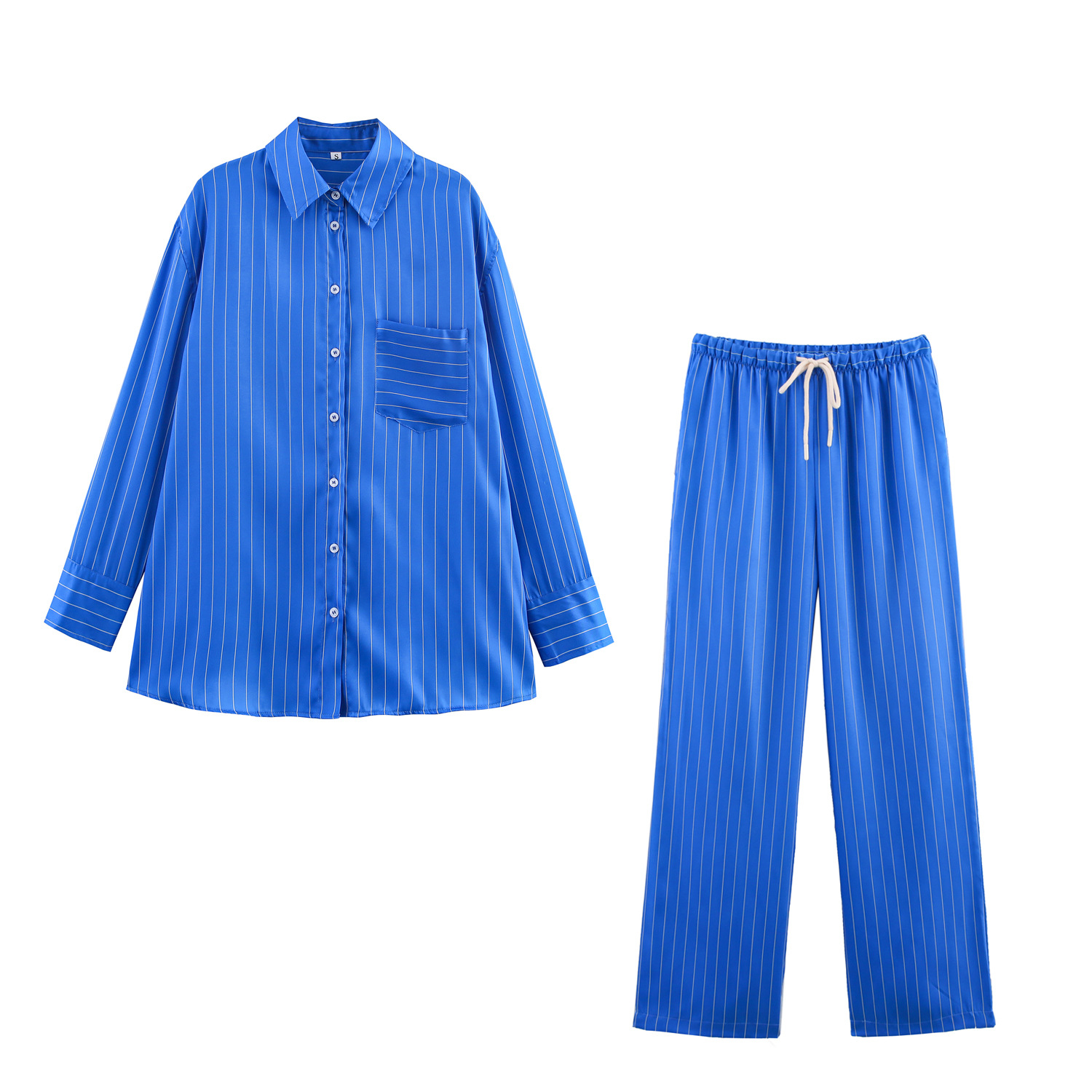 Loose Striped Shirt Pajamas Pants Suit