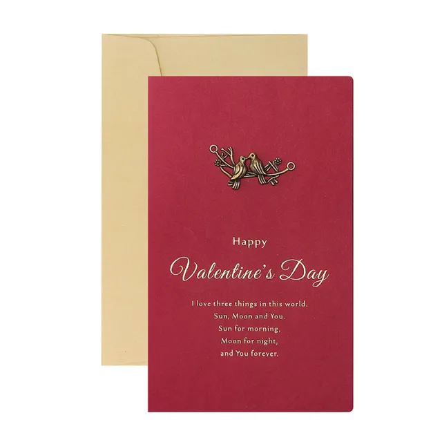 Special Paper Gilding Vintage Metal DIY Thank you Card Red Background Aiqingniao - Shop at LoveMi