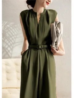 Elegant Pure Colour Slimming Jumpsuit For Women - Green - View 1