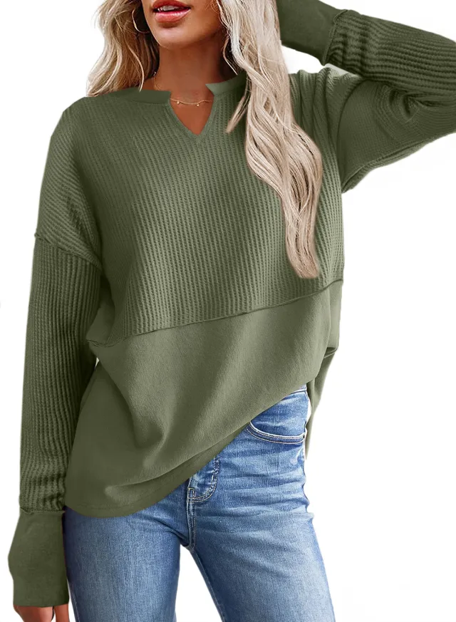 Autumn And Winter New Solid Color Loose Sweater Women's Top Green - Shop at LoveMi