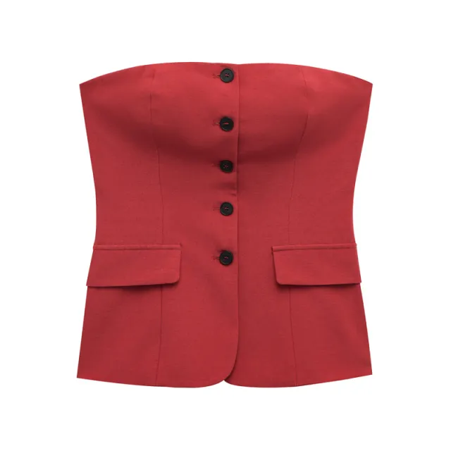 Tube Top Wide leg Pants Show Temperament Wild Design Sense Red - Shop at LoveMi