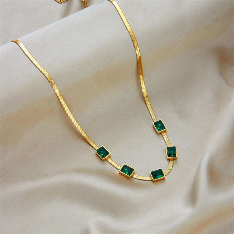 Simple Square Green Zircon Bracelet