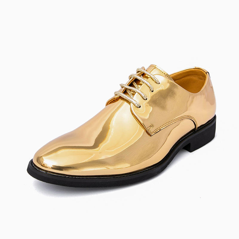 Mens Casual Pointed-toe Glossy Leather Shoes In British Style