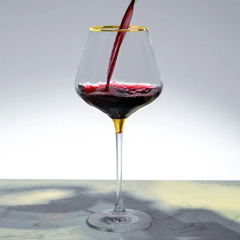 Gold Painting Large And Small Sizes Burgundy Wine Glass Goblet