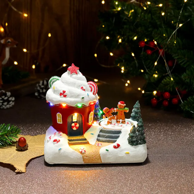Christmas Rotating Resin Luminous Music Box Ornaments Ice Cream - Shop at LoveMi