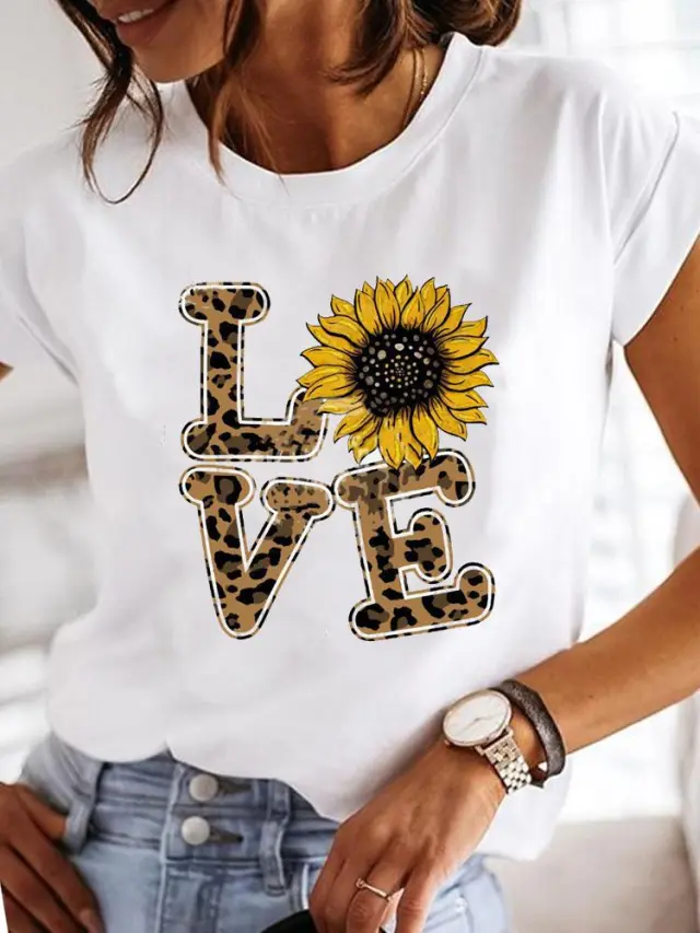 Crew Neck Casual Printed T shirt For Women Ts 2301 7 - Shop at LoveMi