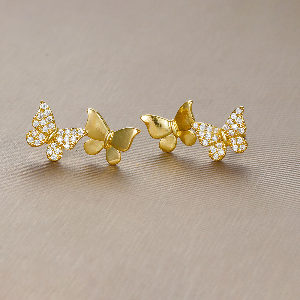 Double Butterfly Trendy Piercing Cartilage Ear Studs