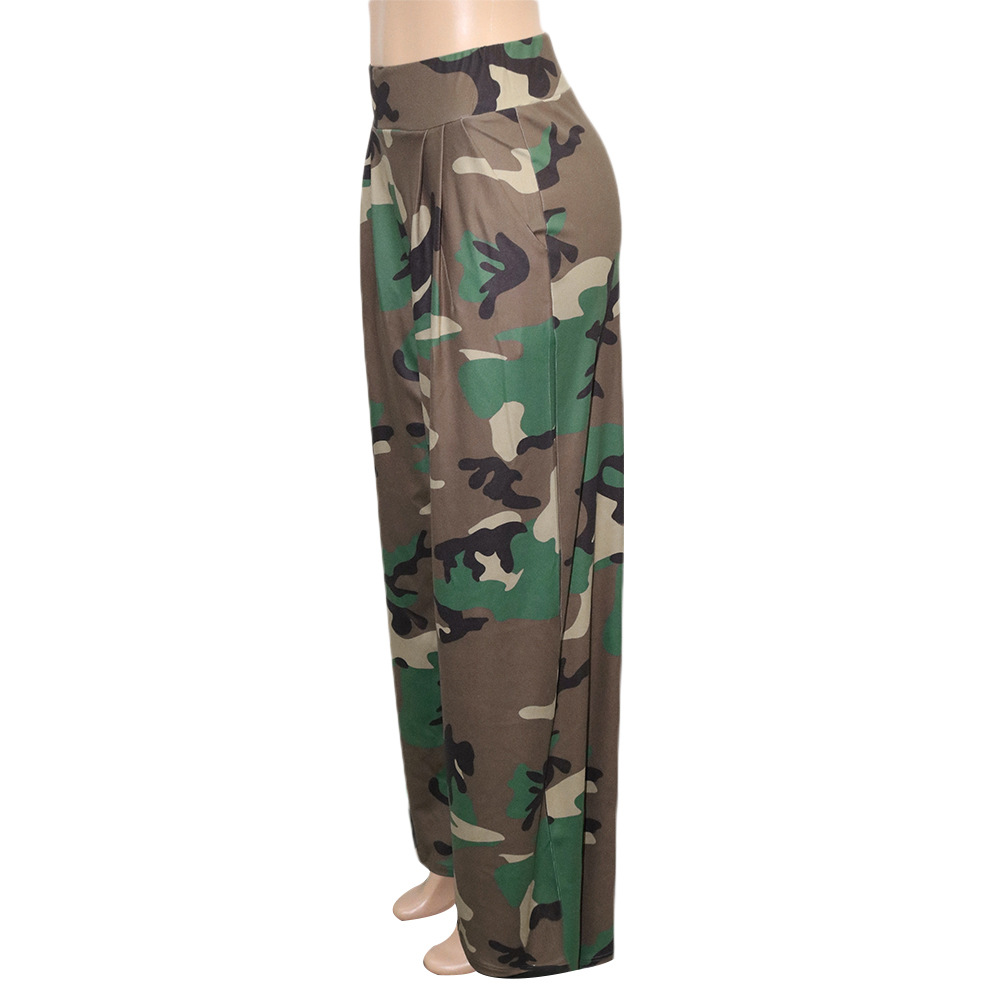 Title 6, Dames camouflage broek met wijde pijpen en elas...