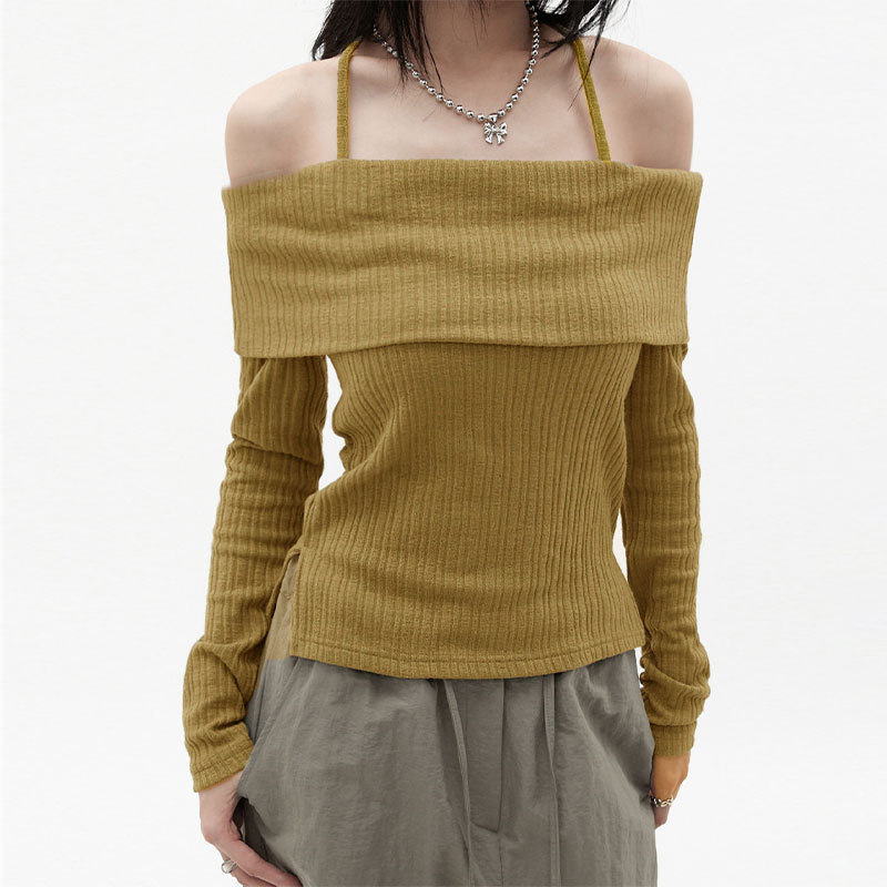 Split Design Hot Girl Western Style Slim Fit Top For Women