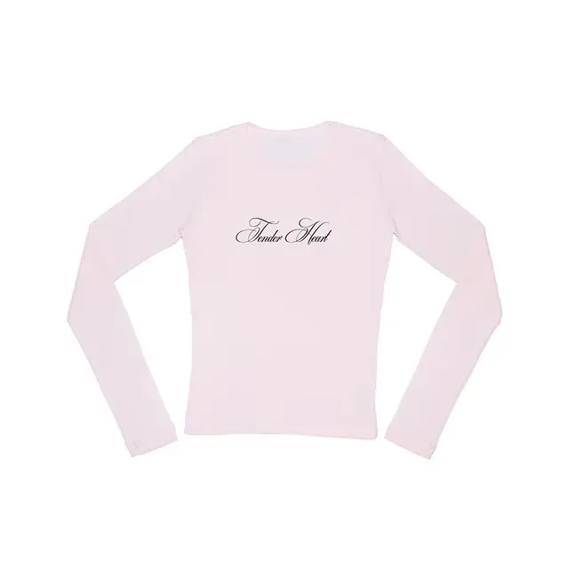 Comfort And Casual Long Sleeve Letter Print Round Neck Cover Pink - Shop at LoveMi