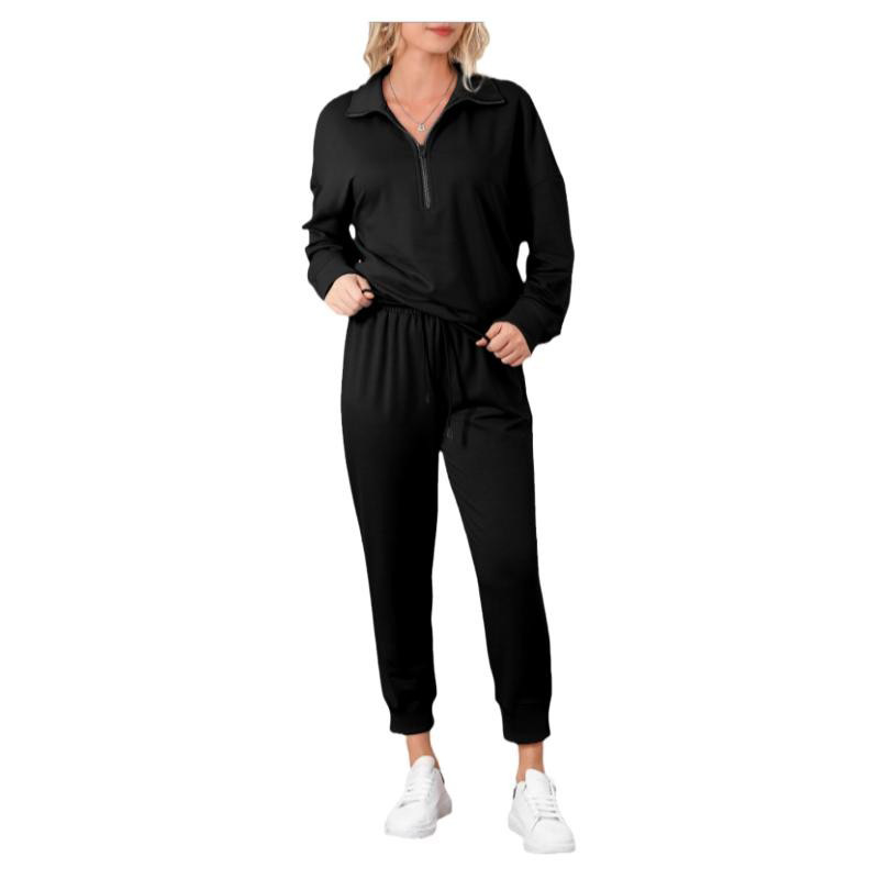 Solid Color Casual Sports Suit European And American Fashion Long Sleeve Pullover Trousers