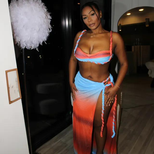Sexy Fashion Beach Swimsuit Woven Halter Top Top Split Skirt Suit Color S - Shop at LoveMi
