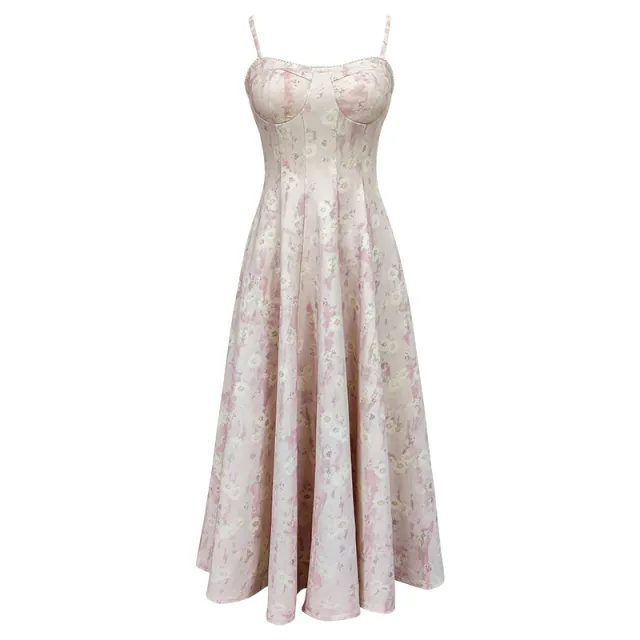 Strapless Square neck Printed Dress For Women Pink - Shop at LoveMi