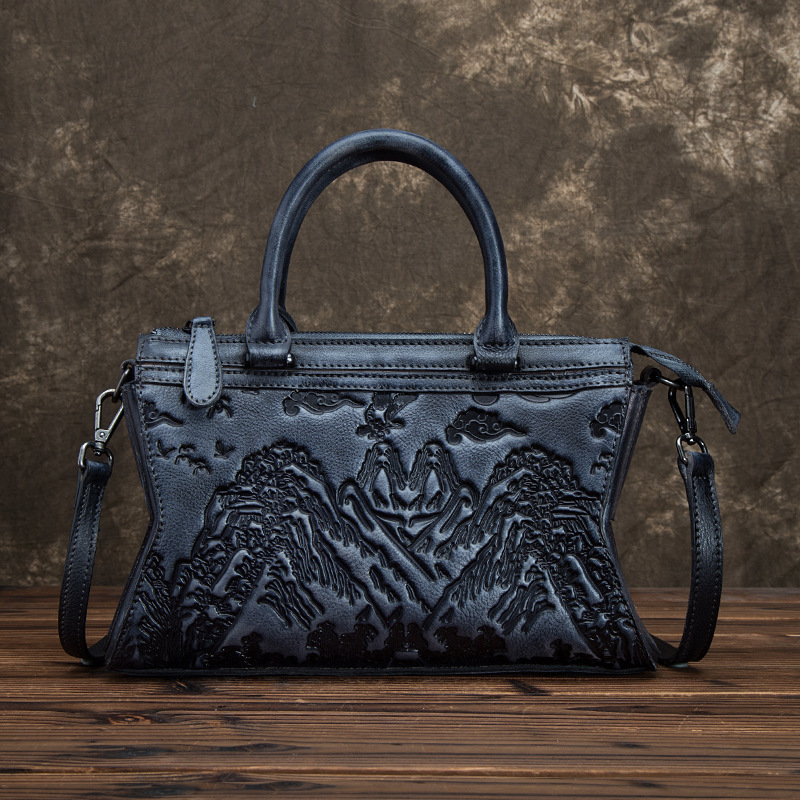 Cowhide Embossed Shoulder Tote, picture 2 of 5