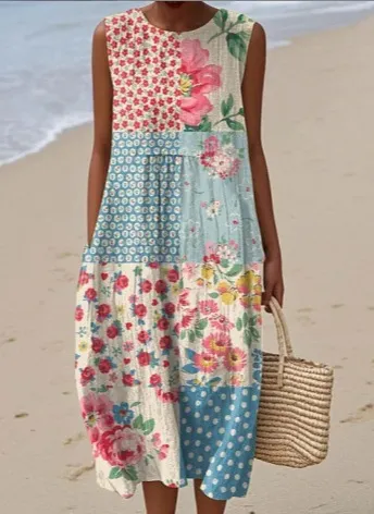 Sleeveless Casual Printed Maxi Dress - Cl8Qket3Jn792
