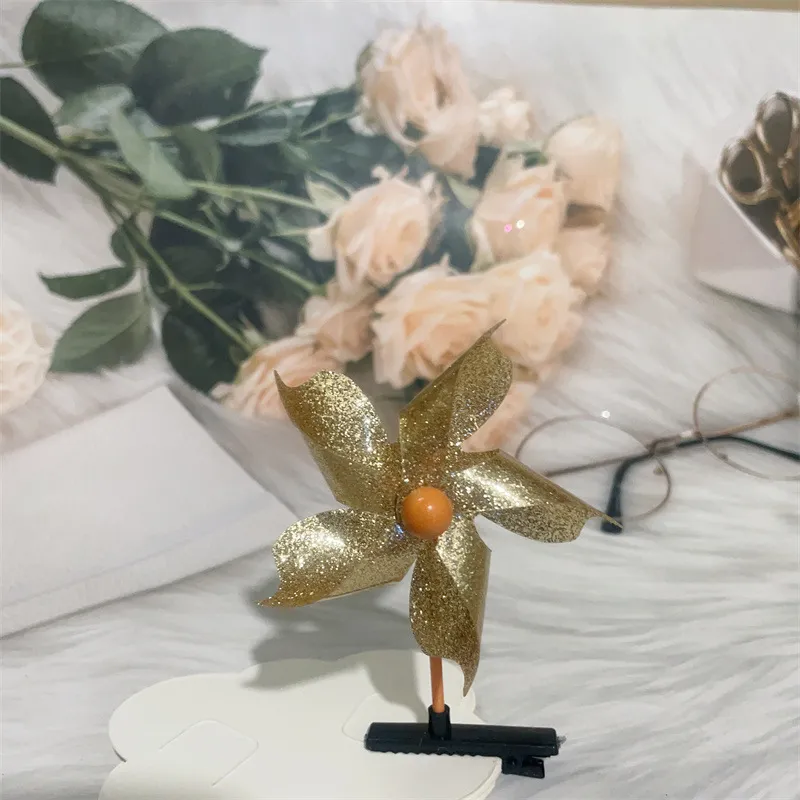 Colourful Windmill Barrettes Duckbill Clip Hairpin - Gold