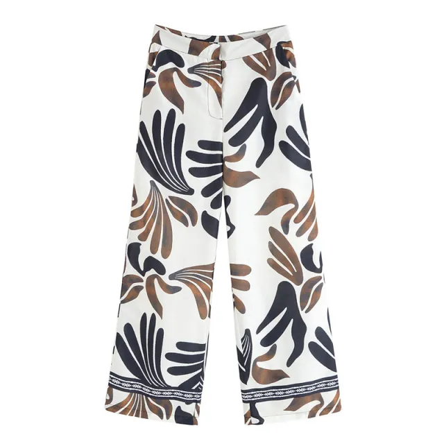 Spring And Summer European And American Wind Waist Vintage Floral Print Casual Trousers - Shop at LoveMi