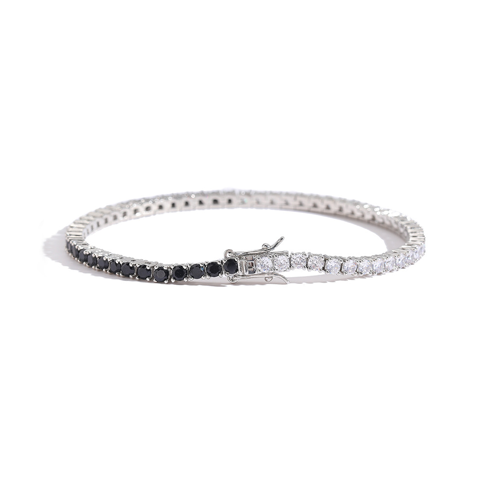 Hip Hop Ear Accessories Black Zirconium White Zirconium Tennis Bracelet