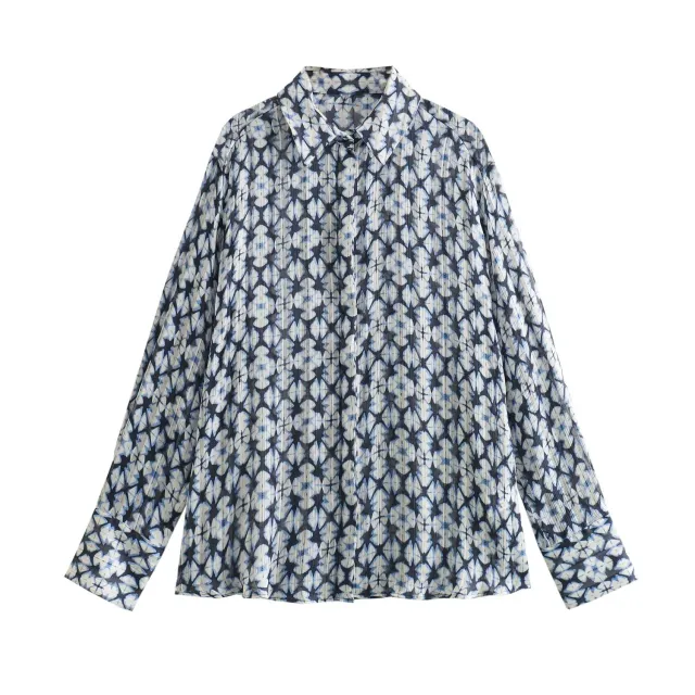 Fashion Metal Wire Printed Long Sleeve Shirt Printing L - Shop at LoveMi