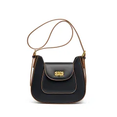 Special-interest Design Saddle Unique One-shoulder Messenger Bag - Black - View 1
