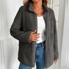 European And American Women's Clothing Autumn And Winter Lamb Wool Berber Fleece Coat - Gray - View 1