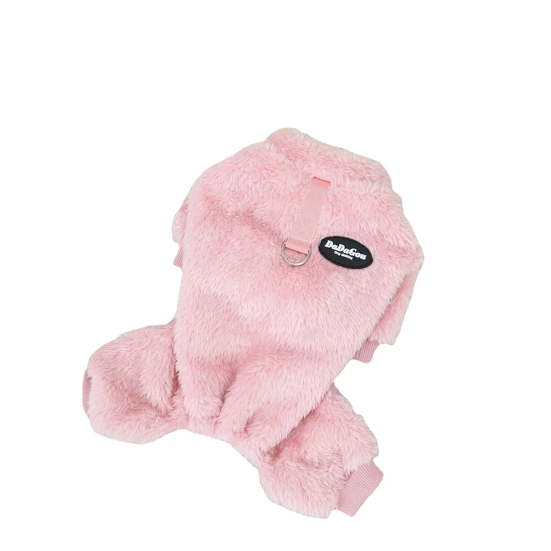 Coral Fleece Four-Legged Dog Coat with Leash Attachment Ring