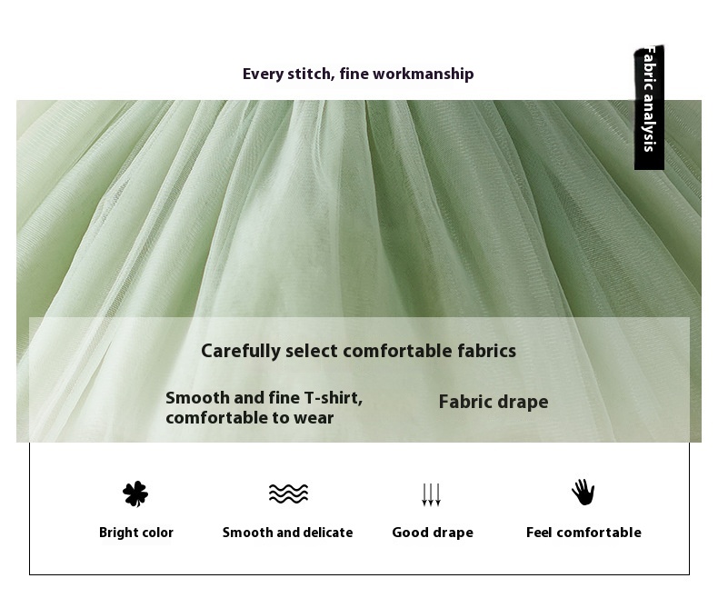 Factory Supply Celebration Dress Green Mori Style - Image 8