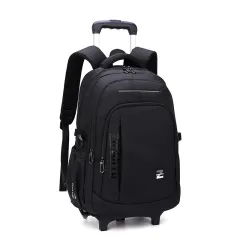 Fashion Six-wheel Large Capacity Student Trolley Bag - Black - View 1