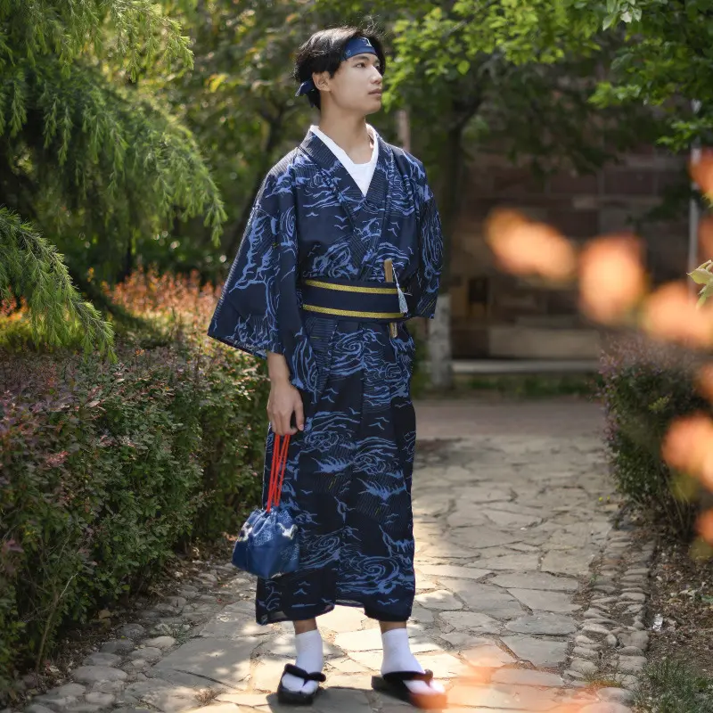 Japanese Traditional Men's Kimono Bathrobe Pajamas Spark