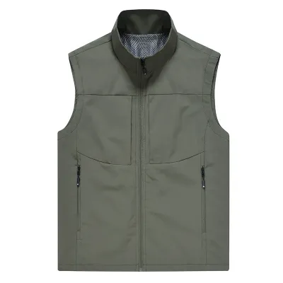 Casual Breathable Outdoor Photography Fishing Sport Cardigan Stand Collar Men's Vest