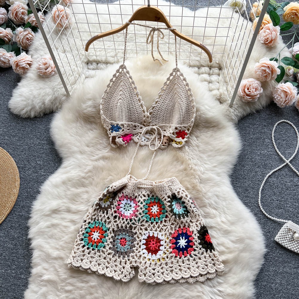 Summer New Bikini Vacation Travel Knitted Hollow Suit