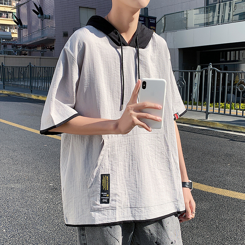 Mens Loose-fitting Casual Mock Two-piece Short-sleeve Shirt