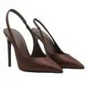 Brown Satin Stiletto Sandals That Elongate The Legs Silk Satin High Heels view 5