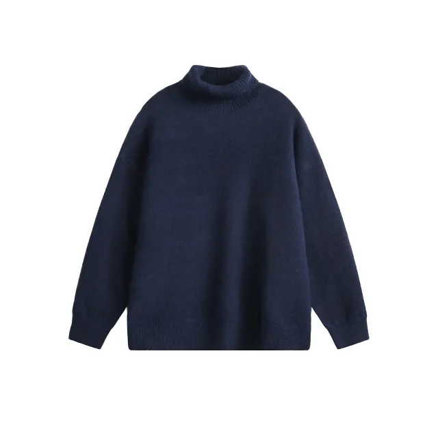 New Solid Color Hoodie Women's American Casual Round Neck Sweater Navy - Shop at LoveMi