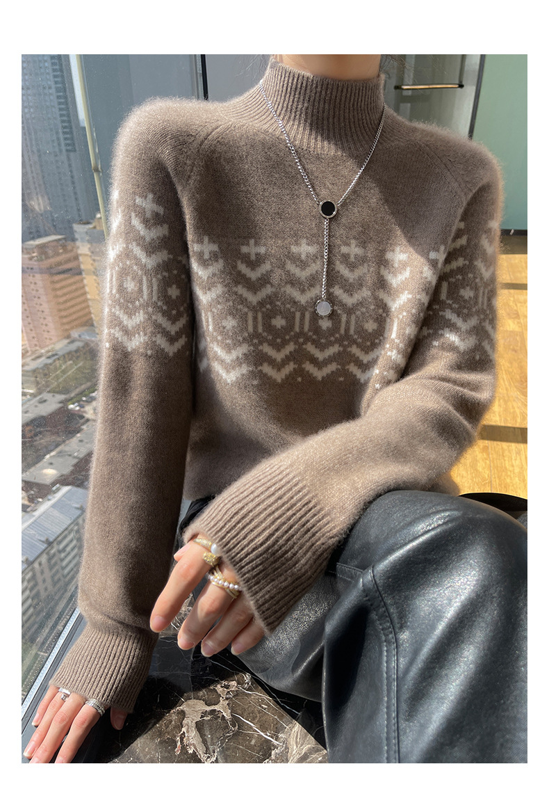 Title 4, Autumn And Winter New Half Turtleneck Jacquard ...