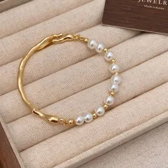 Texture Pearl Bracelet For Women Niche Design - Gold - View 1