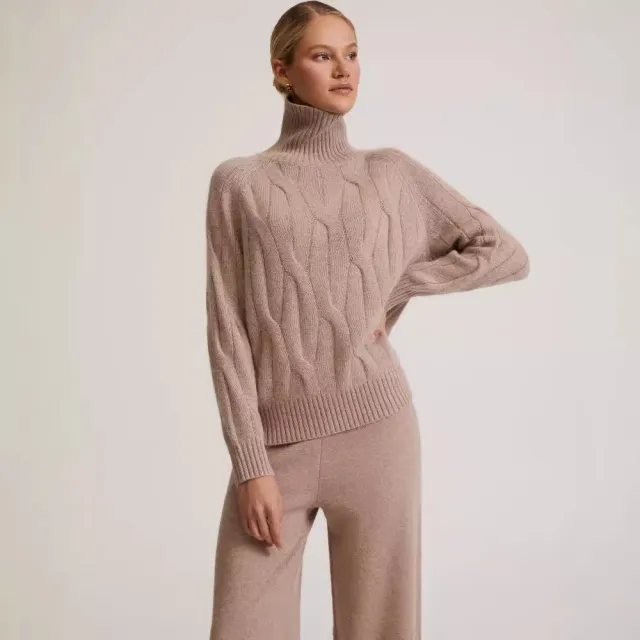 Long Sleeve Autumn And Winter Turtleneck Sweater Women's Two piece Loose Camel Top - Shop at LoveMi